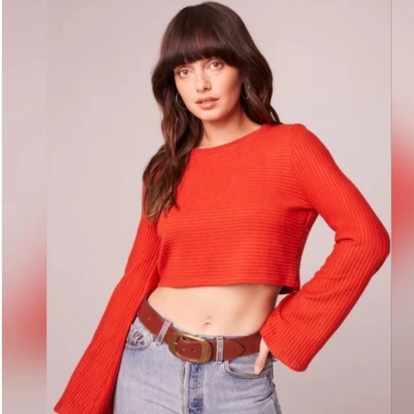 Band of Gypsies Sweaters - Band of the free nwt rust orange ribbed flare long sleeve crop sweater
